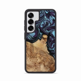 Galaxy S25 Wood Phone Case - Dalia (Blue, 776008) Anti Finger Mark Bubble Free Screen