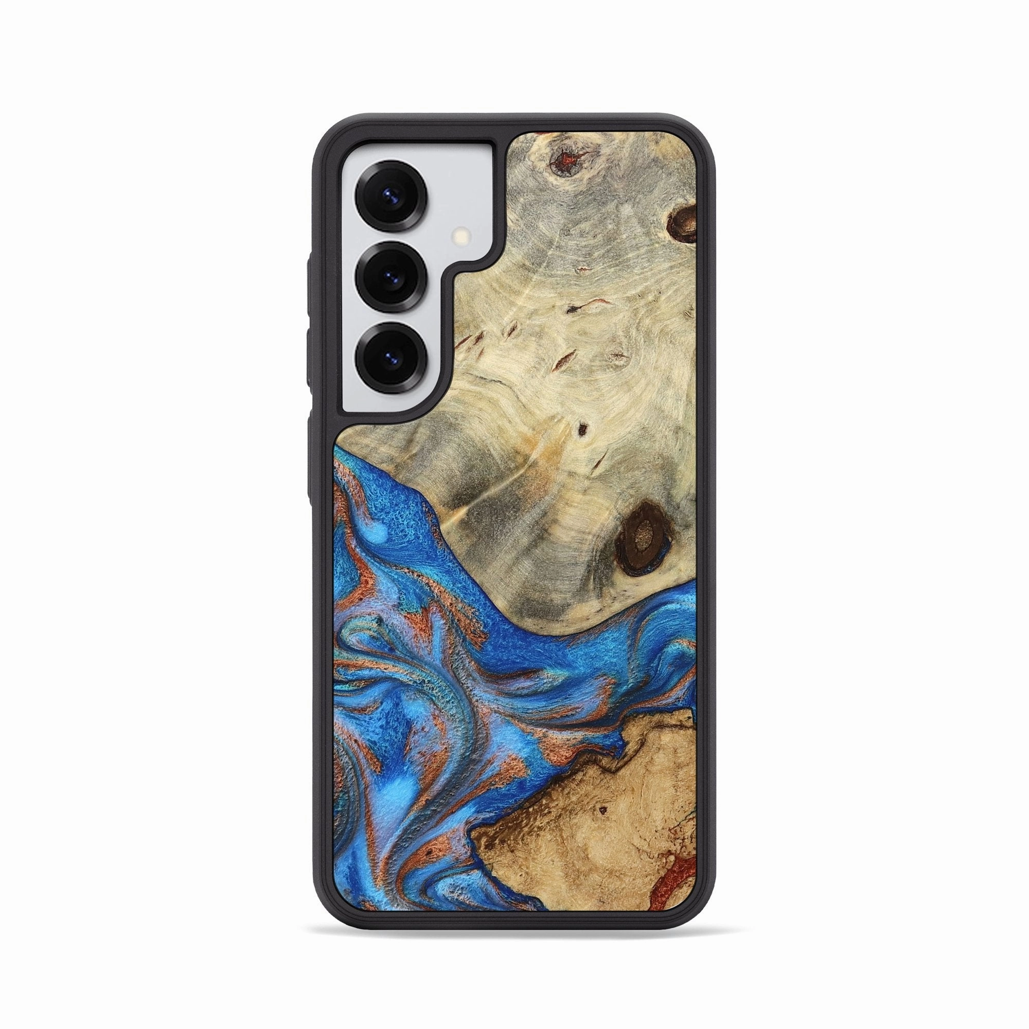Scratch Protection Scratch Resistant Coating Galaxy S25 Wood Phone Case - Dayami (Teal & Gold, 781572)