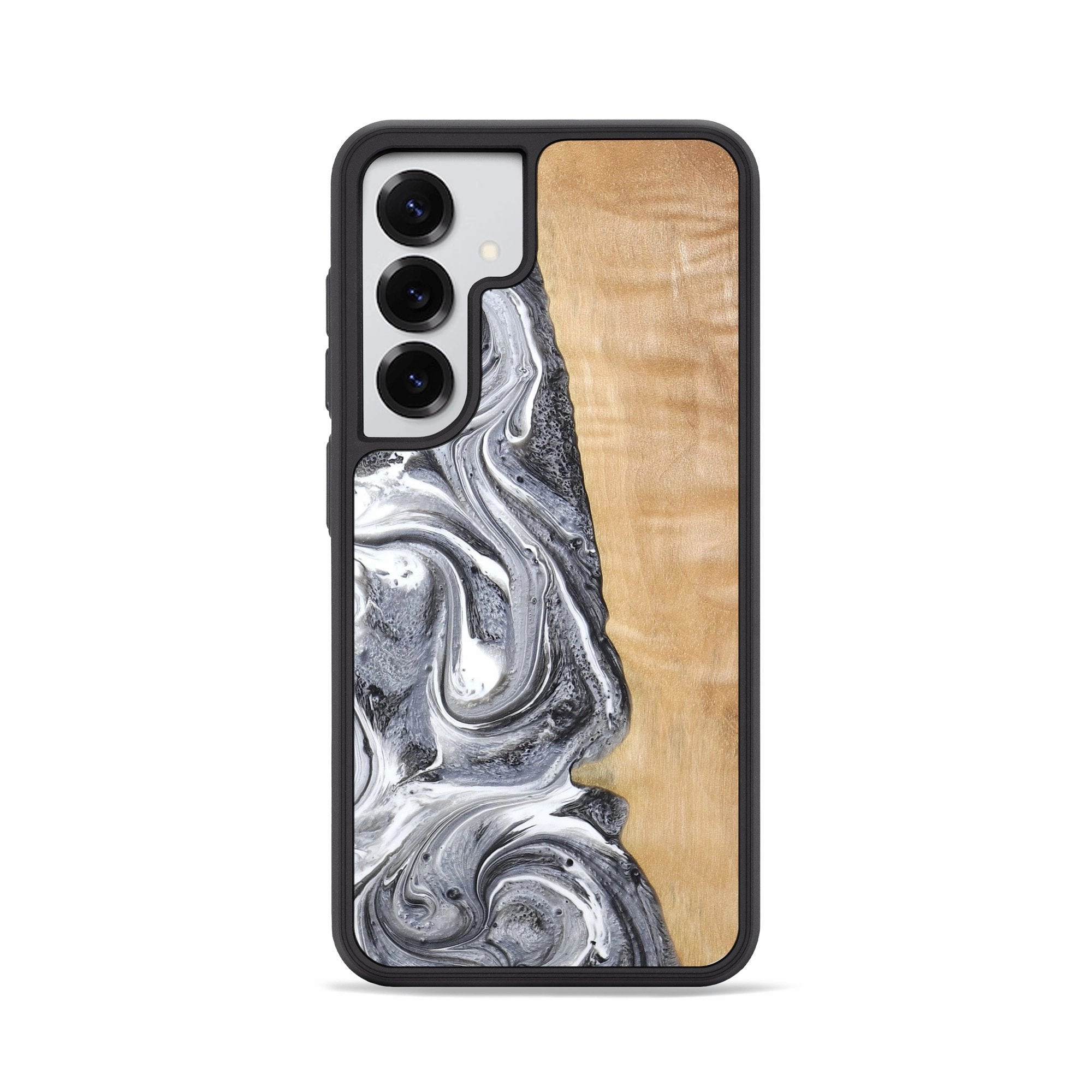 Anti Blue Light Galaxy S25 Wood Phone Case - Dereck (Black & White, 773639)