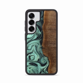 Galaxy S25 Wood Phone Case - Elnora (Green, 776655) Anti Oil Film Anti Finger Smudge Film