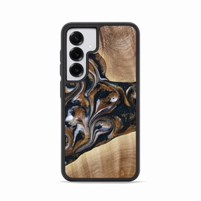 Galaxy S25 Wood Phone Case - Emanuel (Teal & Gold, 779232) Anti Finger Streak Anti Static