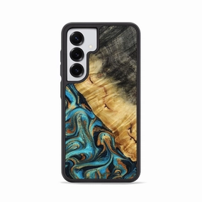 Self Healing Galaxy S25 Wood Phone Case - Emelia (Teal & Gold, 776549)