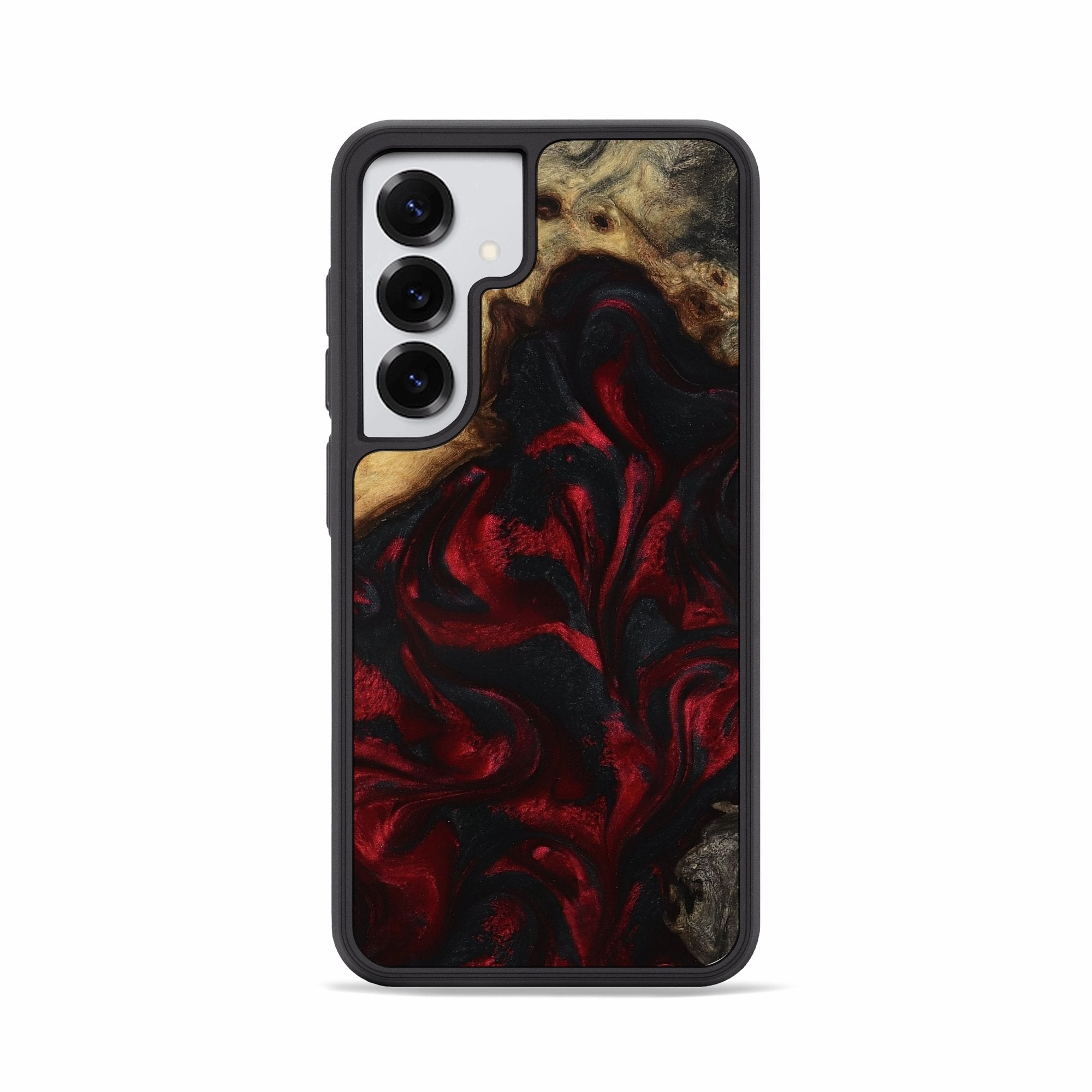 Galaxy S25 Wood Phone Case - Enid (Red, 781657) Crystal Clear Screen Anti Finger Smear