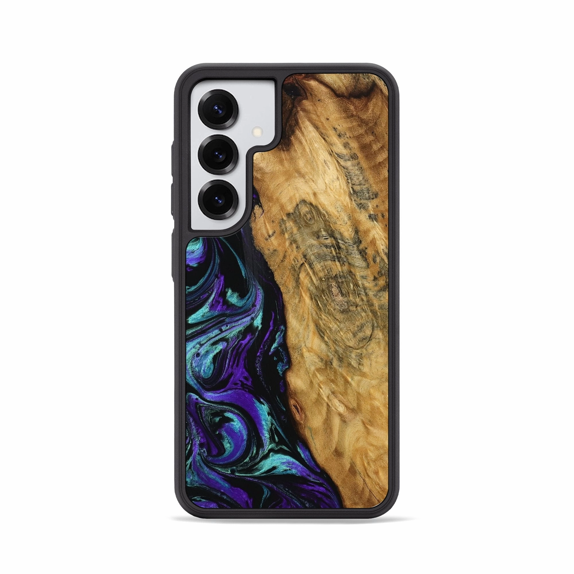 Shatterproof Glass Galaxy S25 Wood Phone Case - Erick (Purple, 768595)
