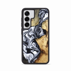 Water Resistant Galaxy S25 Wood Phone Case - Estevan (Black & White, 780967)