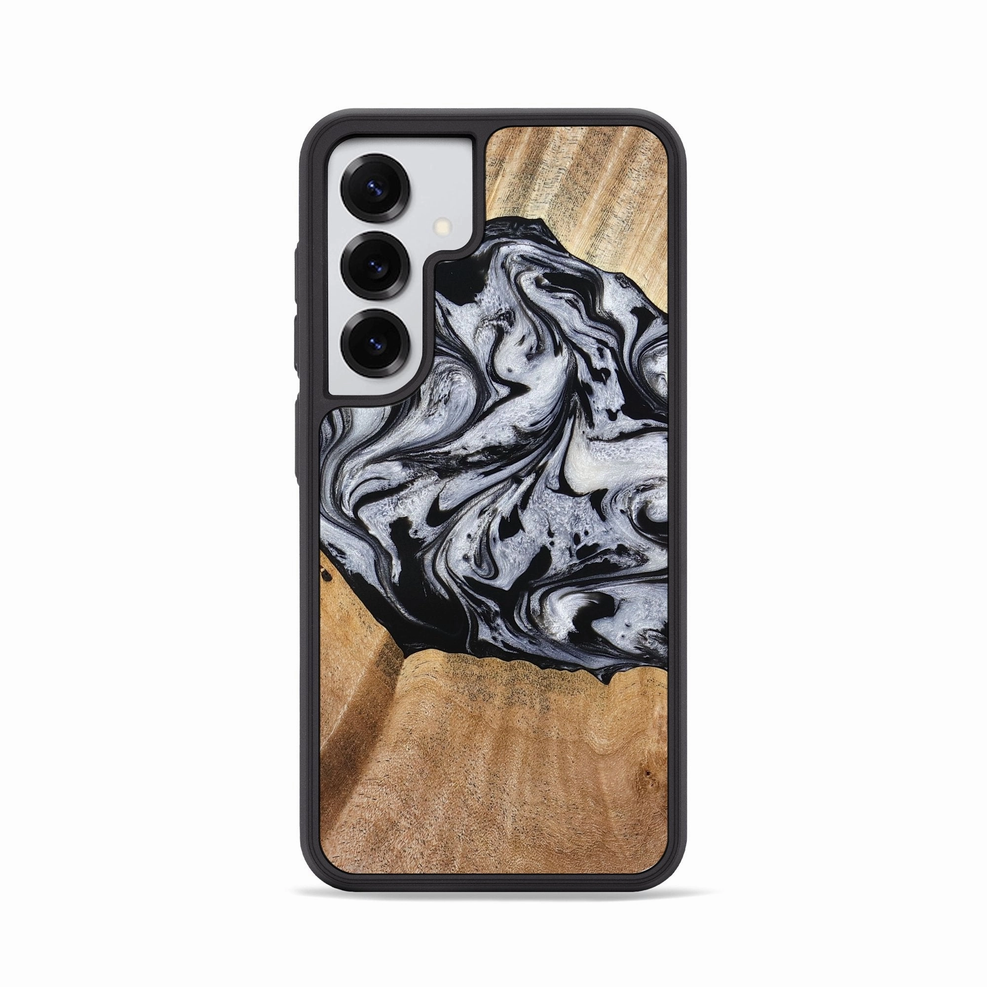 Galaxy S25 Wood Phone Case - Felipe (Black & White, 776238) Anti Finger Grease