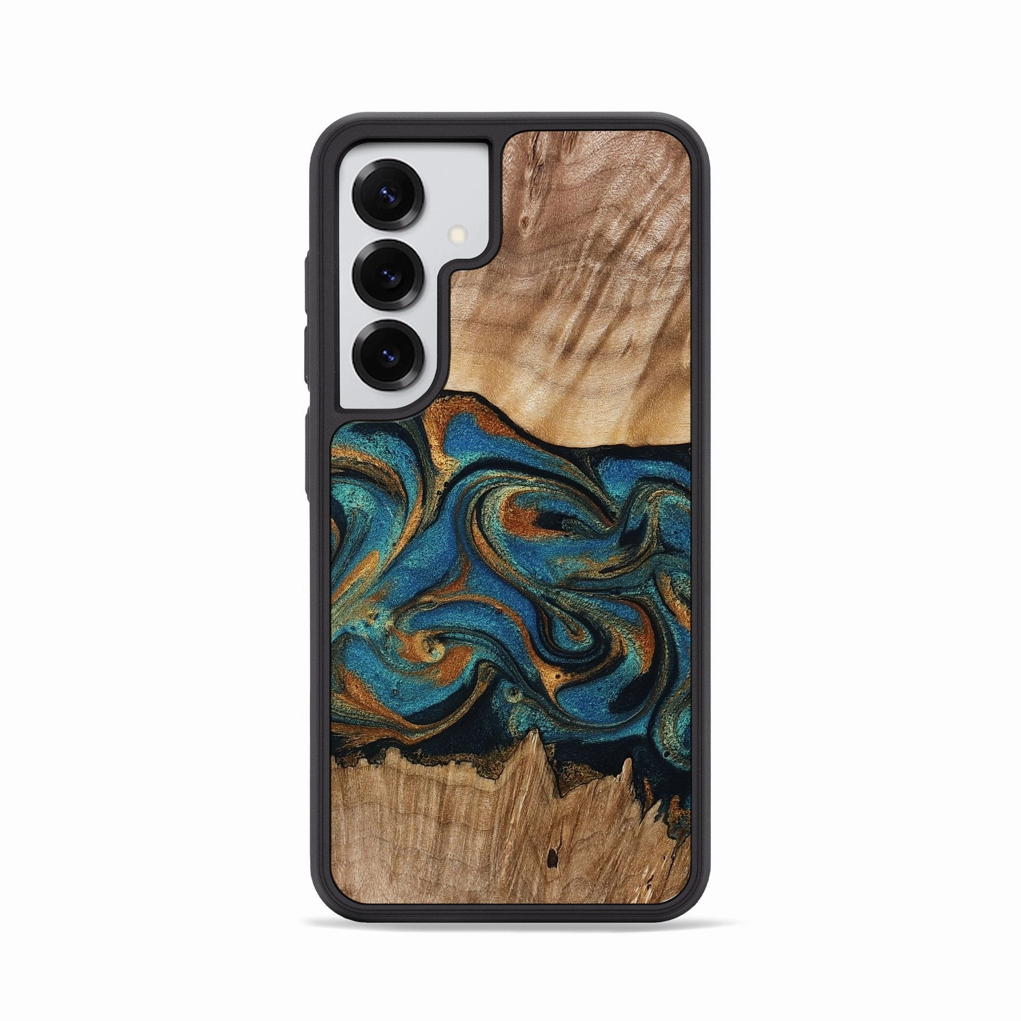 Galaxy S25 Wood Phone Case - Fern (Teal & Gold, 769977) Edge Protection