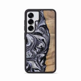 Galaxy S25 Wood Phone Case - Fisher (Black & White, 770239) Anti Fingerprint Film Easy Apply