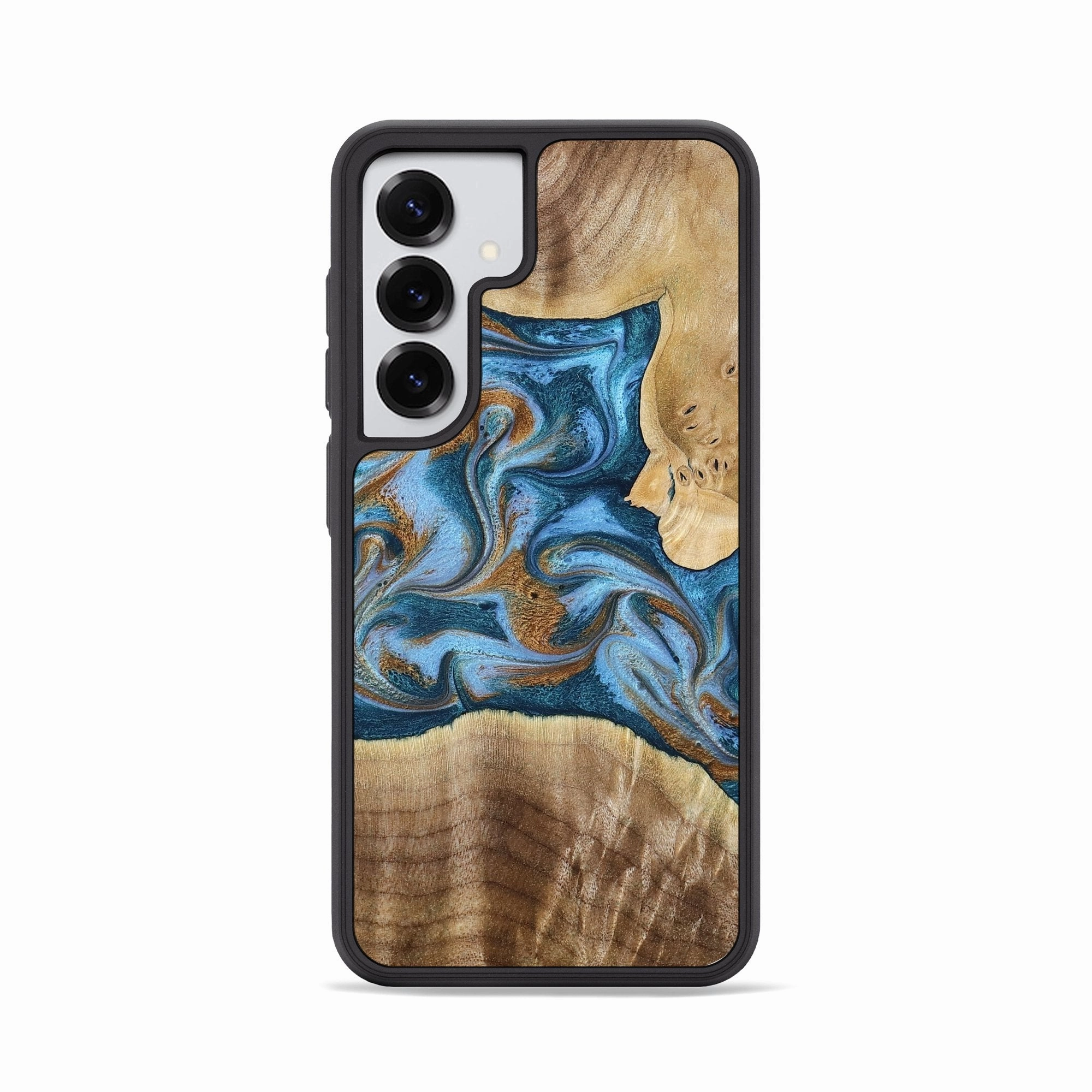 Anti Dust Galaxy S25 Wood Phone Case - Gannon (Teal & Gold, 780986)