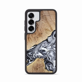 Rounded Edges Smooth Touch Film Galaxy S25 Wood Phone Case - Gary (Black & White, 778323)