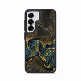 Galaxy S25 Wood Phone Case - Guss (Teal & Gold, 770671) Anti Scratch Shield