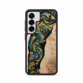 Galaxy S25 Wood Phone Case - Harland (Teal & Gold, 773598) Ultra Slim Protector Ultra Clear