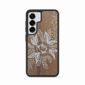 Galaxy S25 Wood Phone Case - Hope - Walnut (Curated) Water Resistant Edge Guard