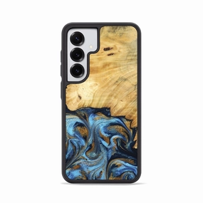 Drop Resistant Galaxy S25 Wood Phone Case - Ivette (Teal & Gold, 781674)