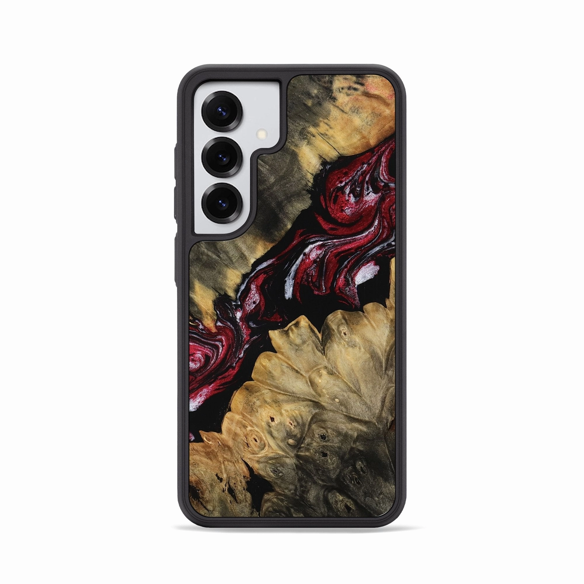 Shatterproof Glass Galaxy S25 Wood Phone Case - Janiah (Red, 767834)