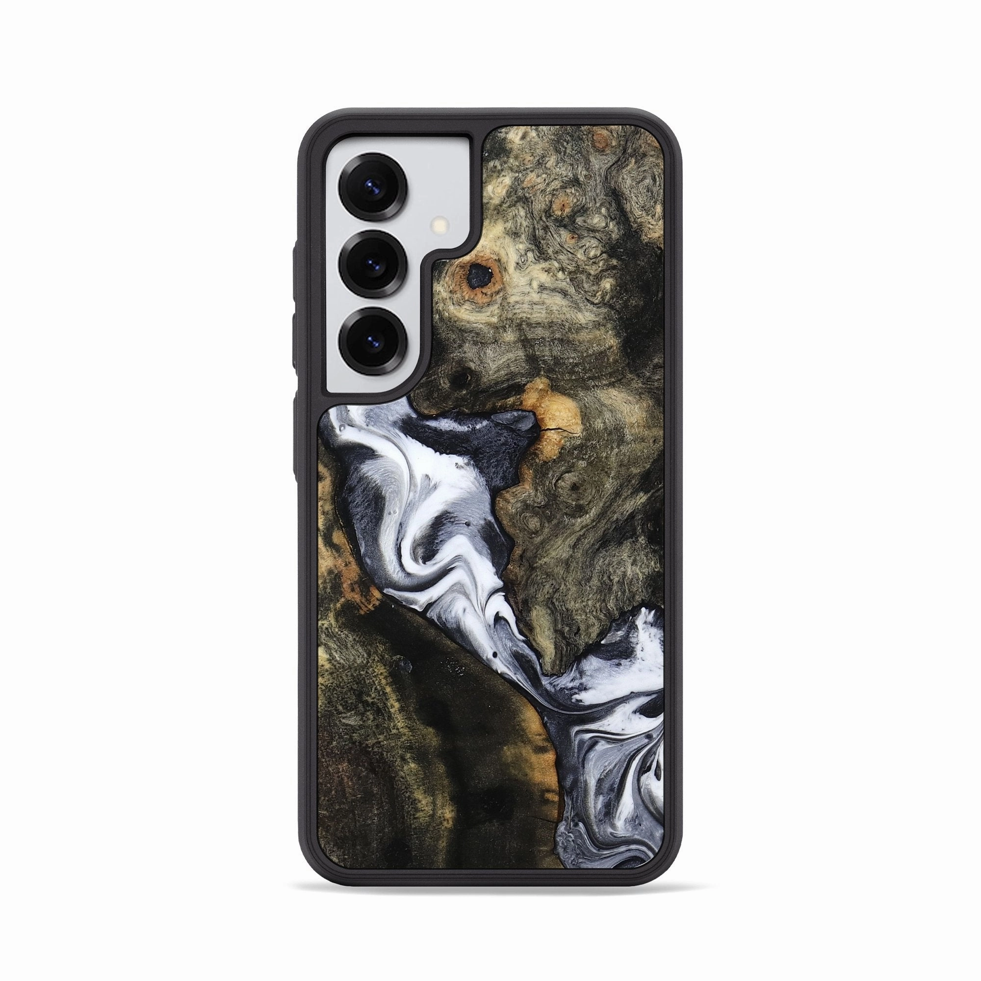 Galaxy S25 Wood Phone Case - Jason (Black & White, 781636) Anti Finger Stain Scratch Proof