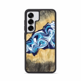 Galaxy S25 Wood Phone Case - Jaxson (Blue, 779467) Ultra Clear Fingerprint Resistant Screen