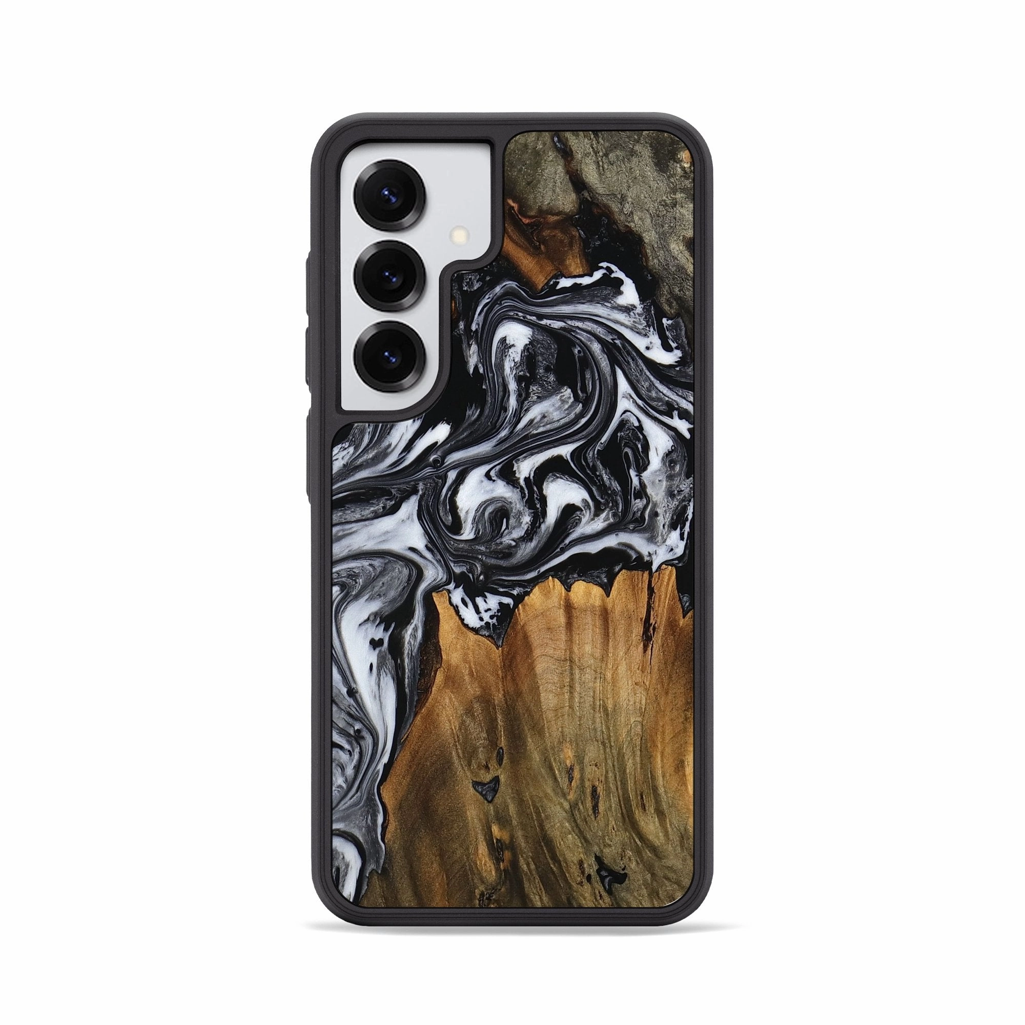 Anti Yellowing Screen Galaxy S25 Wood Phone Case - Jaydon (Black & White, 771608)