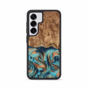Galaxy S25 Wood Phone Case - Jazlynn (Teal & Gold, 779228) Anti Yellowing Screen Shock Absorbing