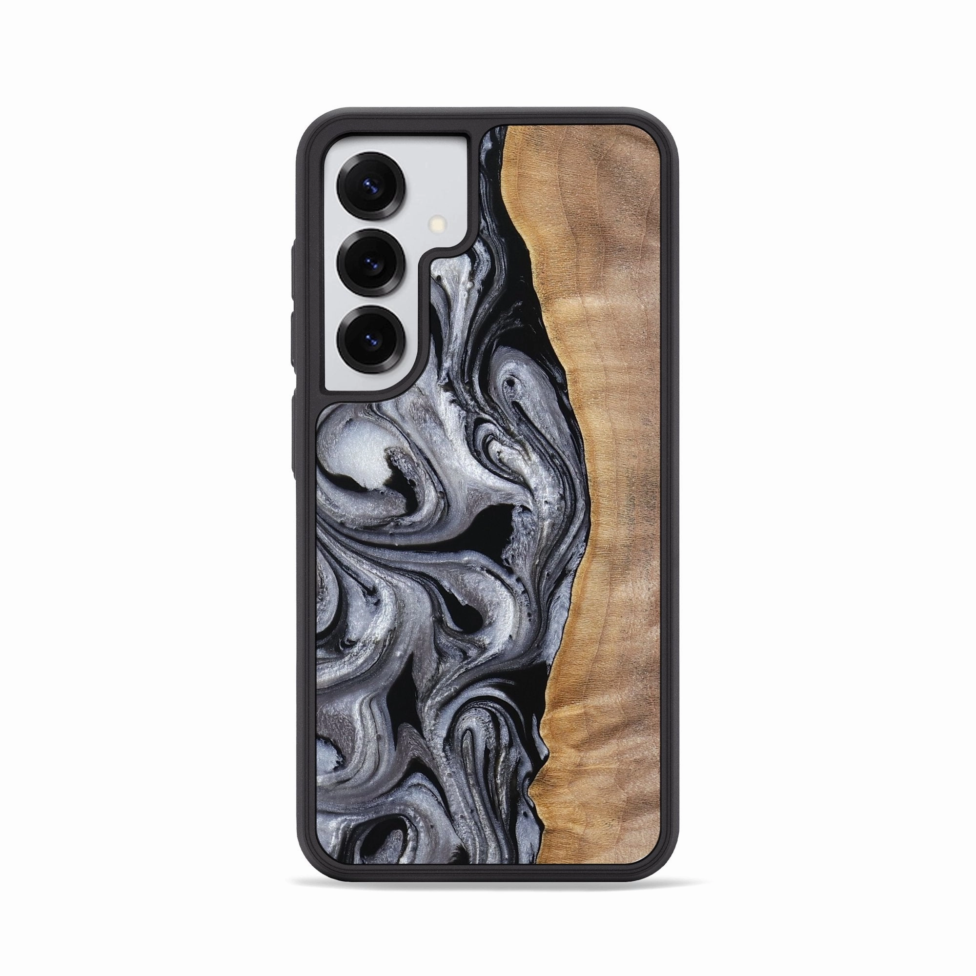 Anti Scratch Coating Easy Apply Galaxy S25 Wood Phone Case - Jeramie (Black & White, 770358)