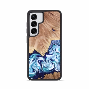 HD Screen Protector Dustproof Cover Galaxy S25 Wood Phone Case - Jessica (Blue, 769278)