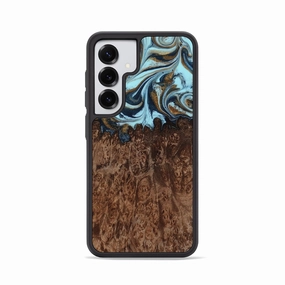 Anti Oil Film Galaxy S25 Wood Phone Case - Josue (Teal & Gold, 769989)