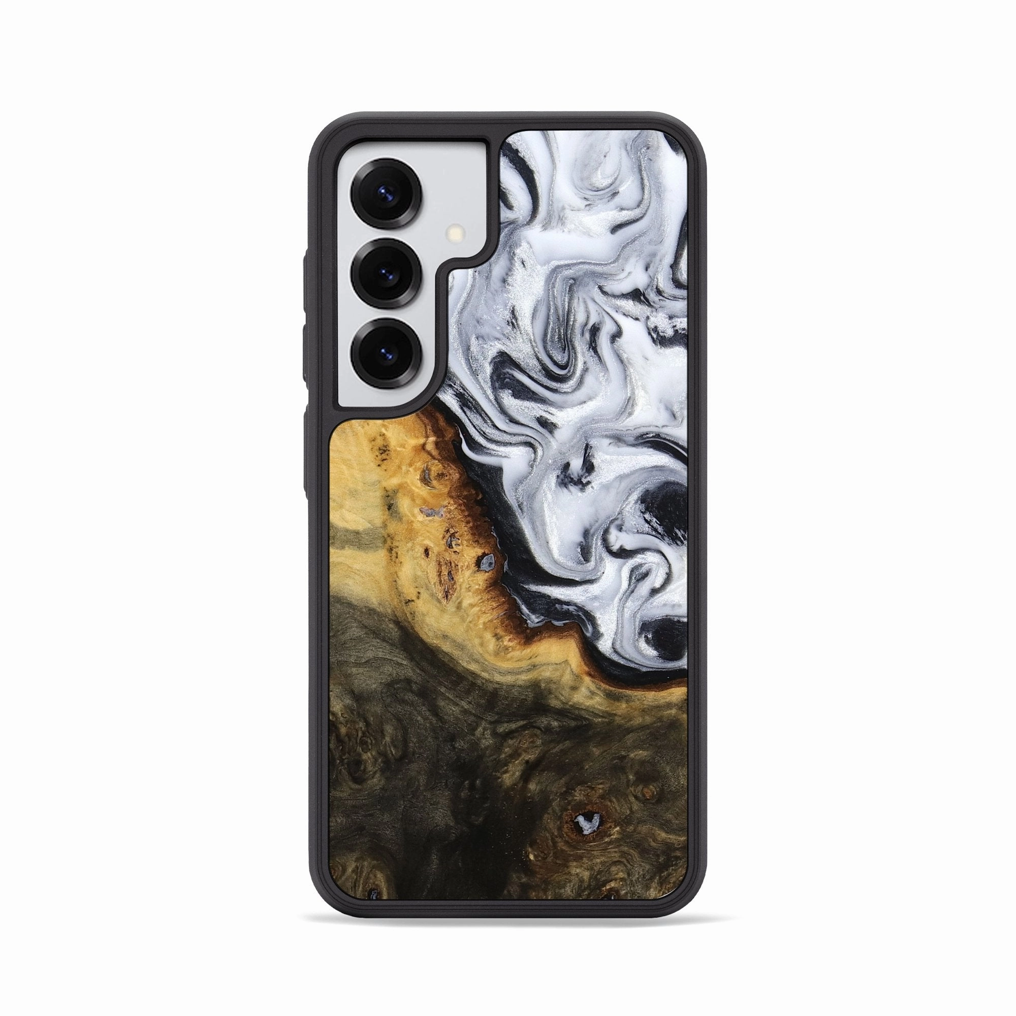 Anti Shock Screen Galaxy S25 Wood Phone Case - Kaitlyn (Black & White, 779204)