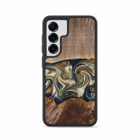 Galaxy S25 Wood Phone Case - Karri (Teal & Gold, 771603) Drop Protection Bubble Resistant Film