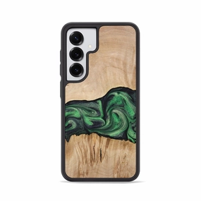 Smooth Touch Film Scratch Resistant Glass Galaxy S25 Wood Phone Case - Kassie (Green, 773559)