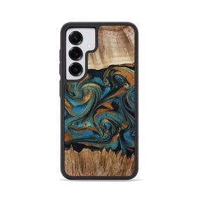 Bubble Free Galaxy S25 Wood Phone Case - Katia (Teal & Gold, 769987)