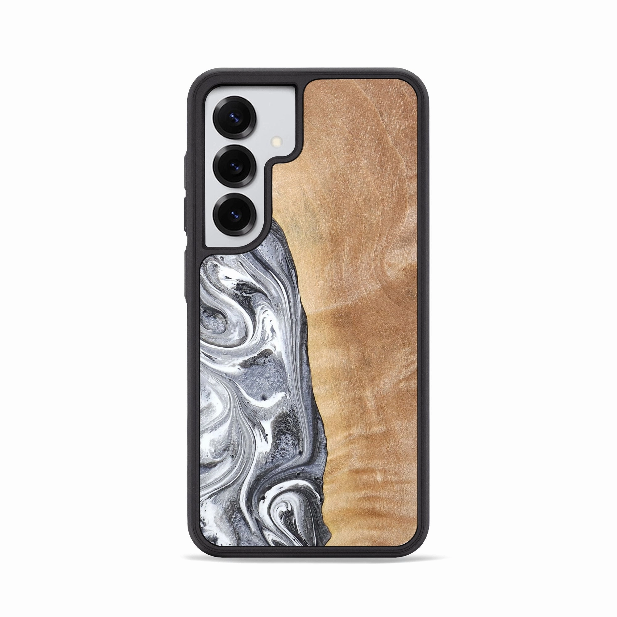 Anti Spy Galaxy S25 Wood Phone Case - Katrina (Black & White, 773310)