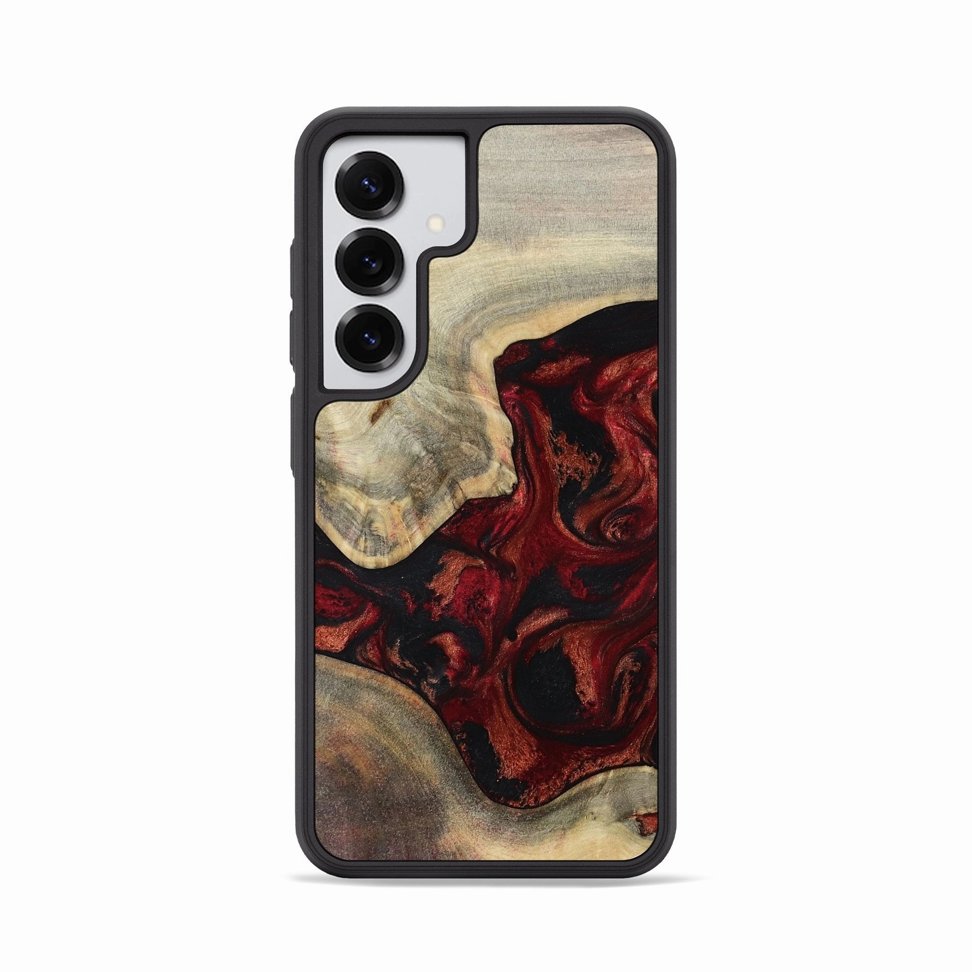 Galaxy S25 Wood Phone Case - Kaylin (Red, 781116) Anti Blue Light Edge Protection