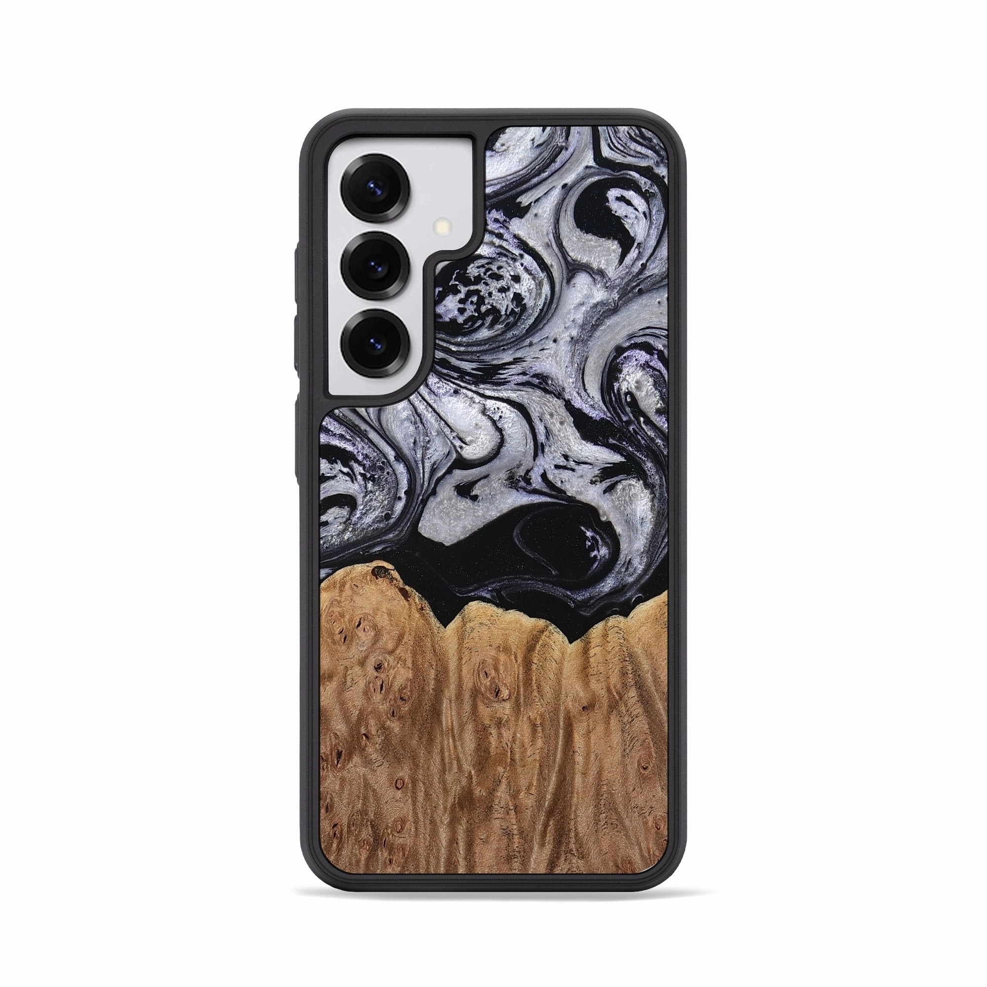 Galaxy S25 Wood Phone Case - Keenan (Black & White, 770382) Scratch Proof Glass Anti Finger Smudge