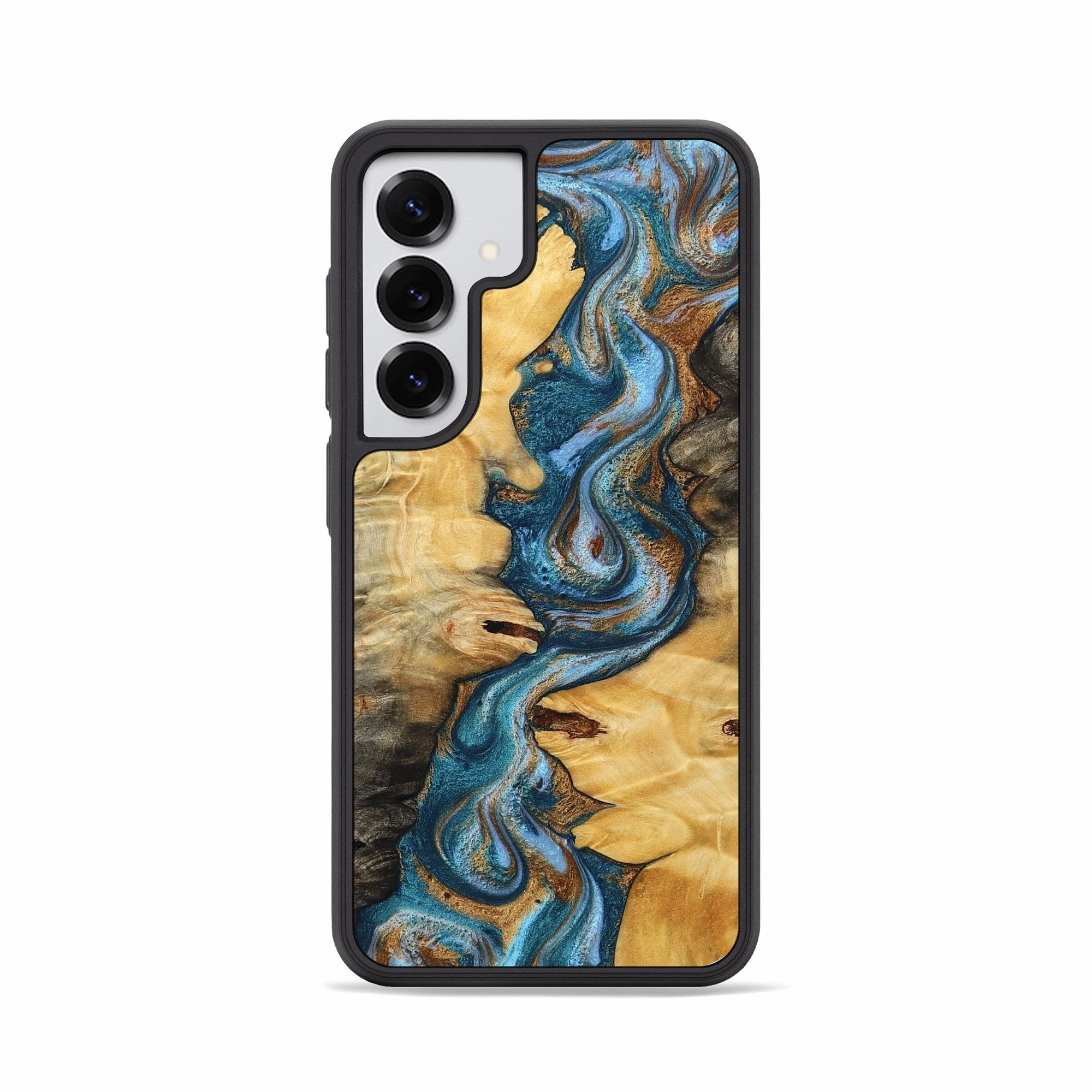 Galaxy S25 Wood Phone Case - Kesha (Teal & Gold, 781702) Anti Static Anti Scratch Screen
