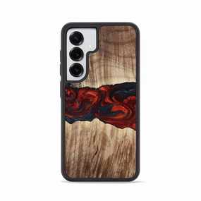 Galaxy S25 Wood Phone Case - Kohen (Red, 781655) Fingerprint Shield Scratch Proof Glass