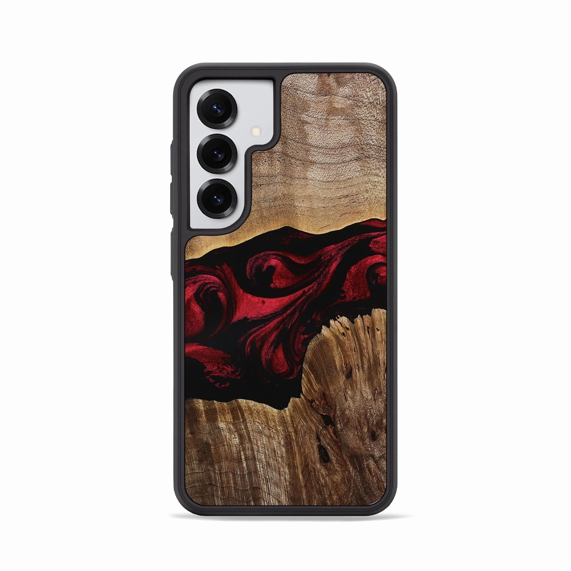 Galaxy S25 Wood Phone Case - Kya (Red, 771133) Edge Protection Anti Finger Oil Coating