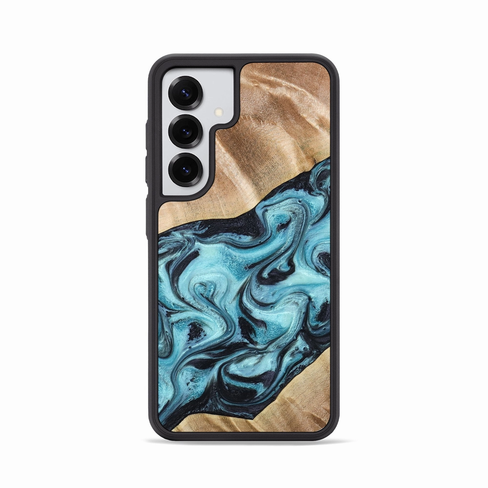Galaxy S25 Wood Phone Case - Kyro (Blue, 778598) Impact Resistant Crystal Clear