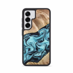 Galaxy S25 Wood Phone Case - Kyro (Blue, 778598) Impact Resistant Crystal Clear