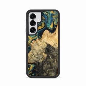 Raised Edges Galaxy S25 Wood Phone Case - Lamont (Teal & Gold, 780973)