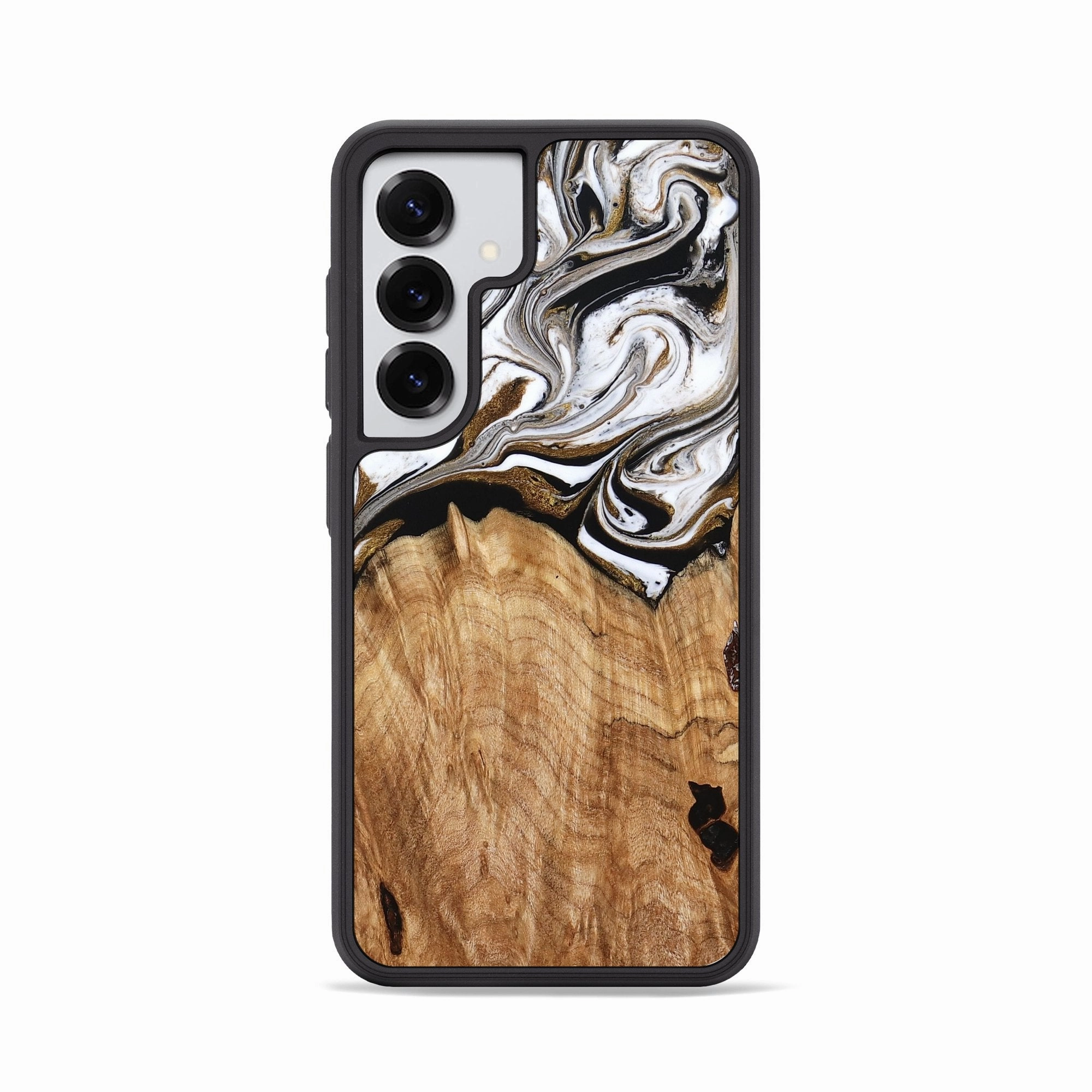 Easy Installation Galaxy S25 Wood Phone Case - Leonel (Black & White, 777999)