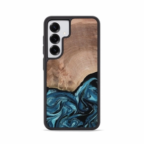 Galaxy S25 Wood Phone Case - Lucille (Blue, 762827) Dustproof Cover Ultra Slim Protector