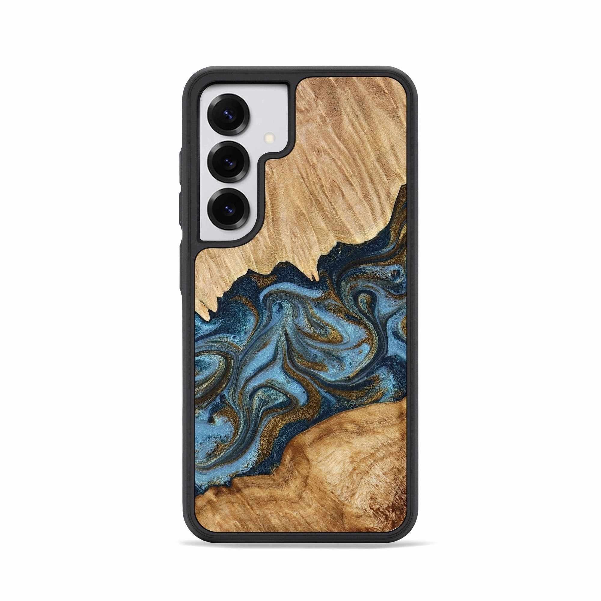 Anti Dust Galaxy S25 Wood Phone Case - Lupe (Teal & Gold, 775874)