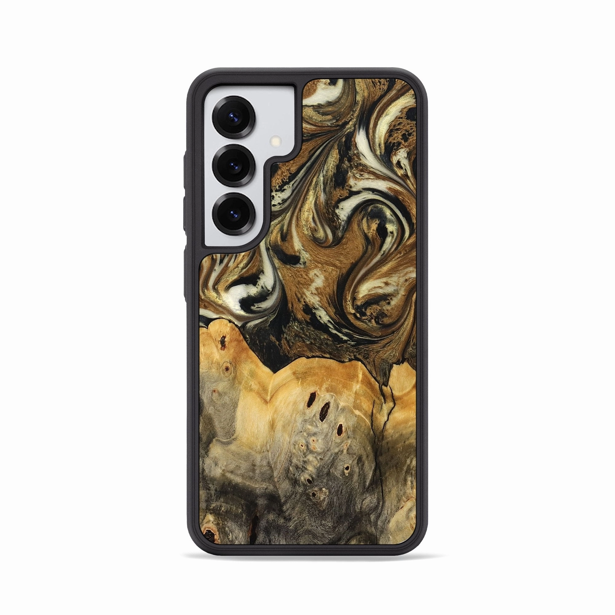 Galaxy S25 Wood Phone Case - Mabel (Black & White, 777571) Tempered Glass