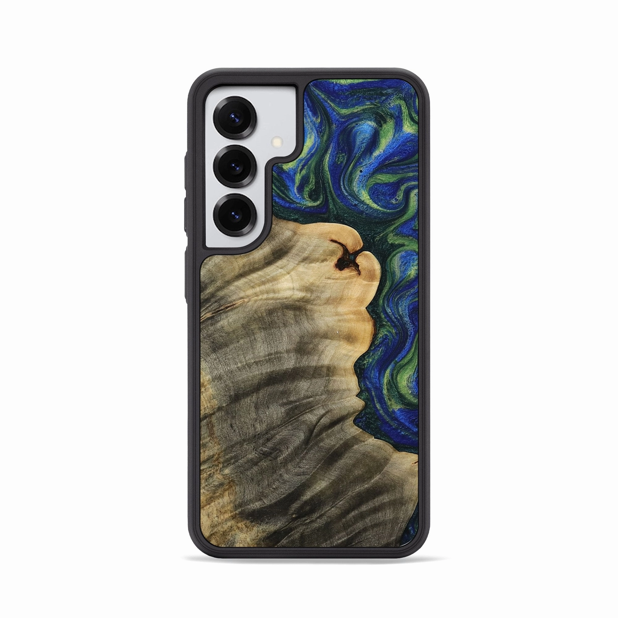 Anti Finger Smudge Smooth Touch Galaxy S25 Wood Phone Case - Malayah (Blue, 773396)