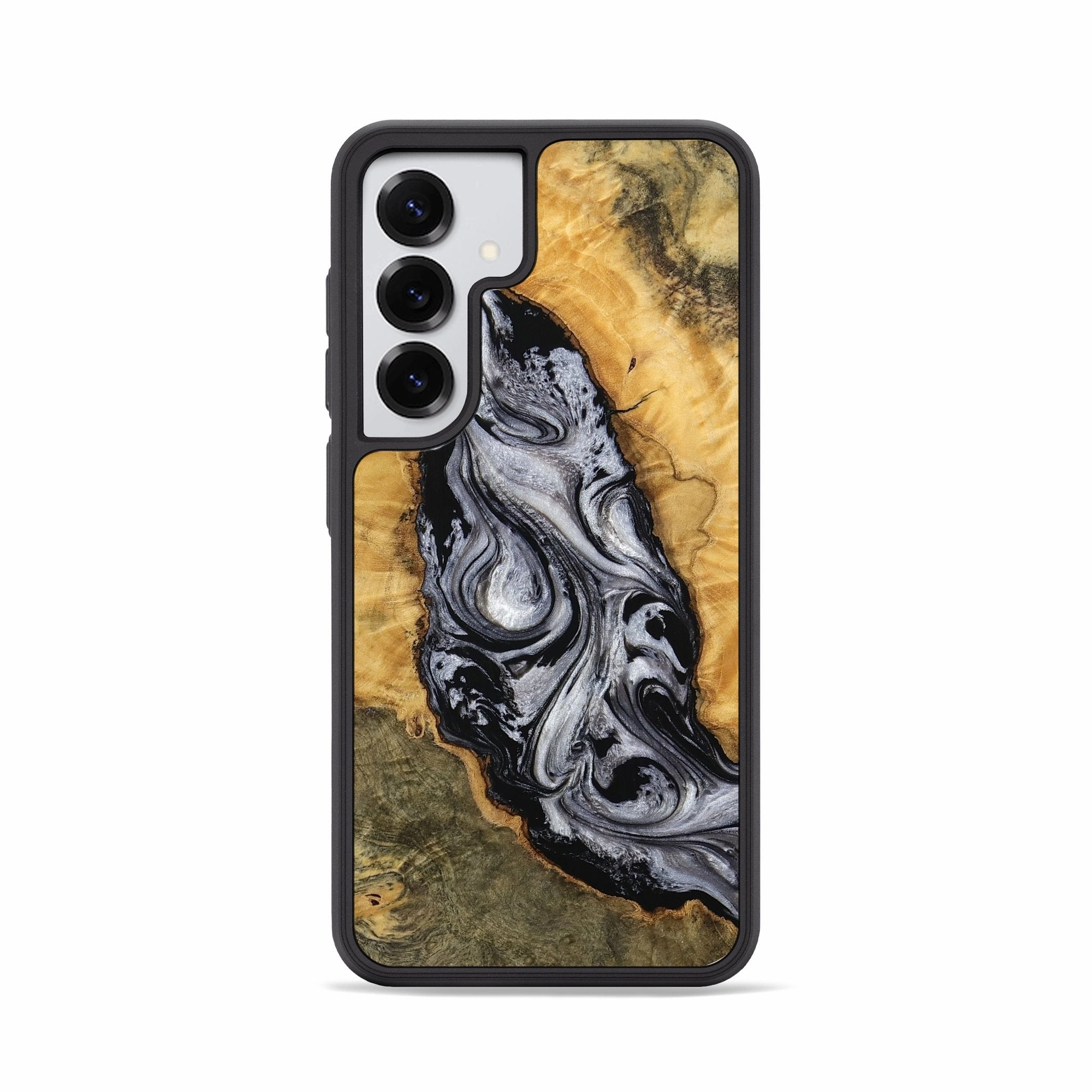 Shock Absorption Galaxy S25 Wood Phone Case - Marci (Black & White, 770458)