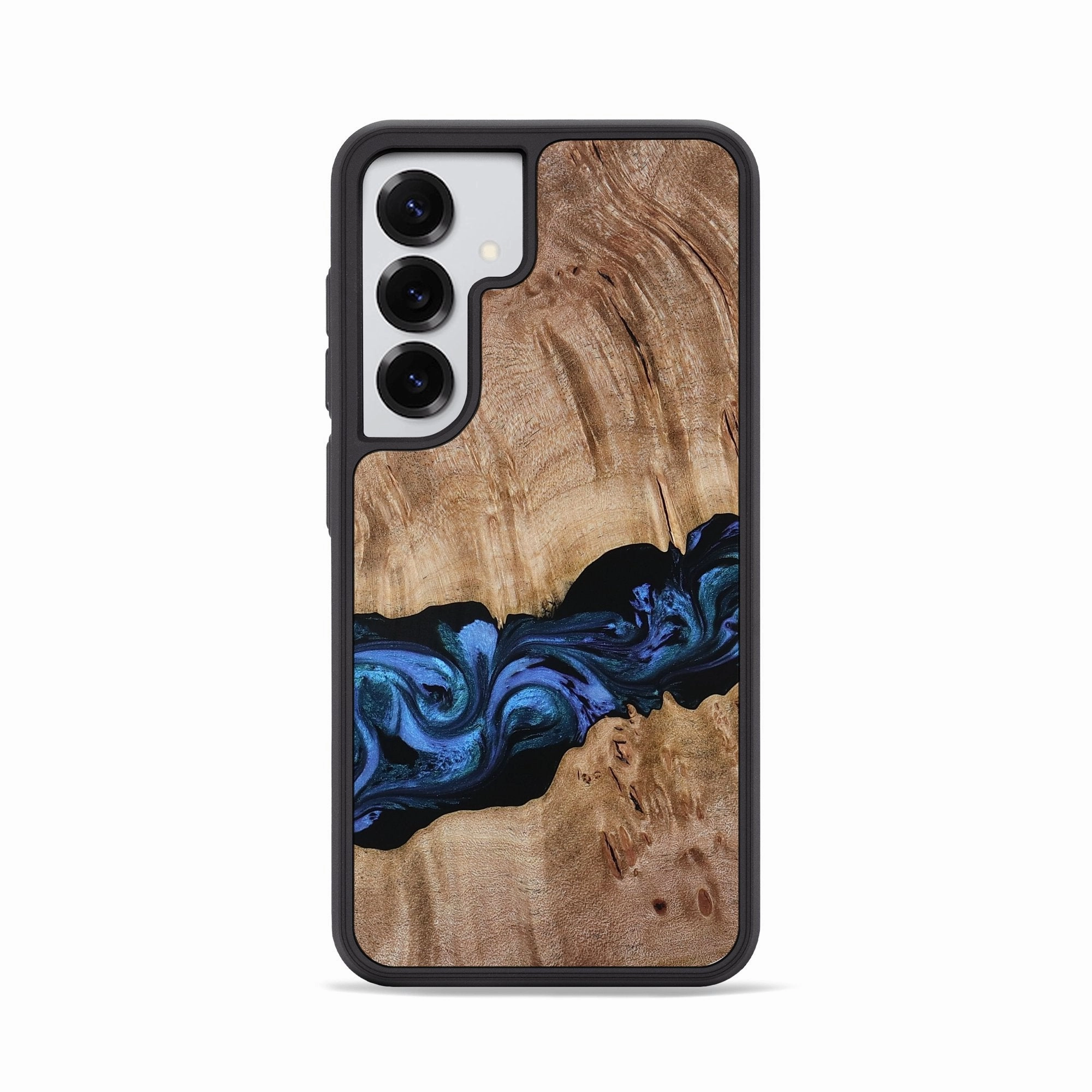 Anti Shock Film Soft Edge Galaxy S25 Wood Phone Case - Metta (Blue, 780686)