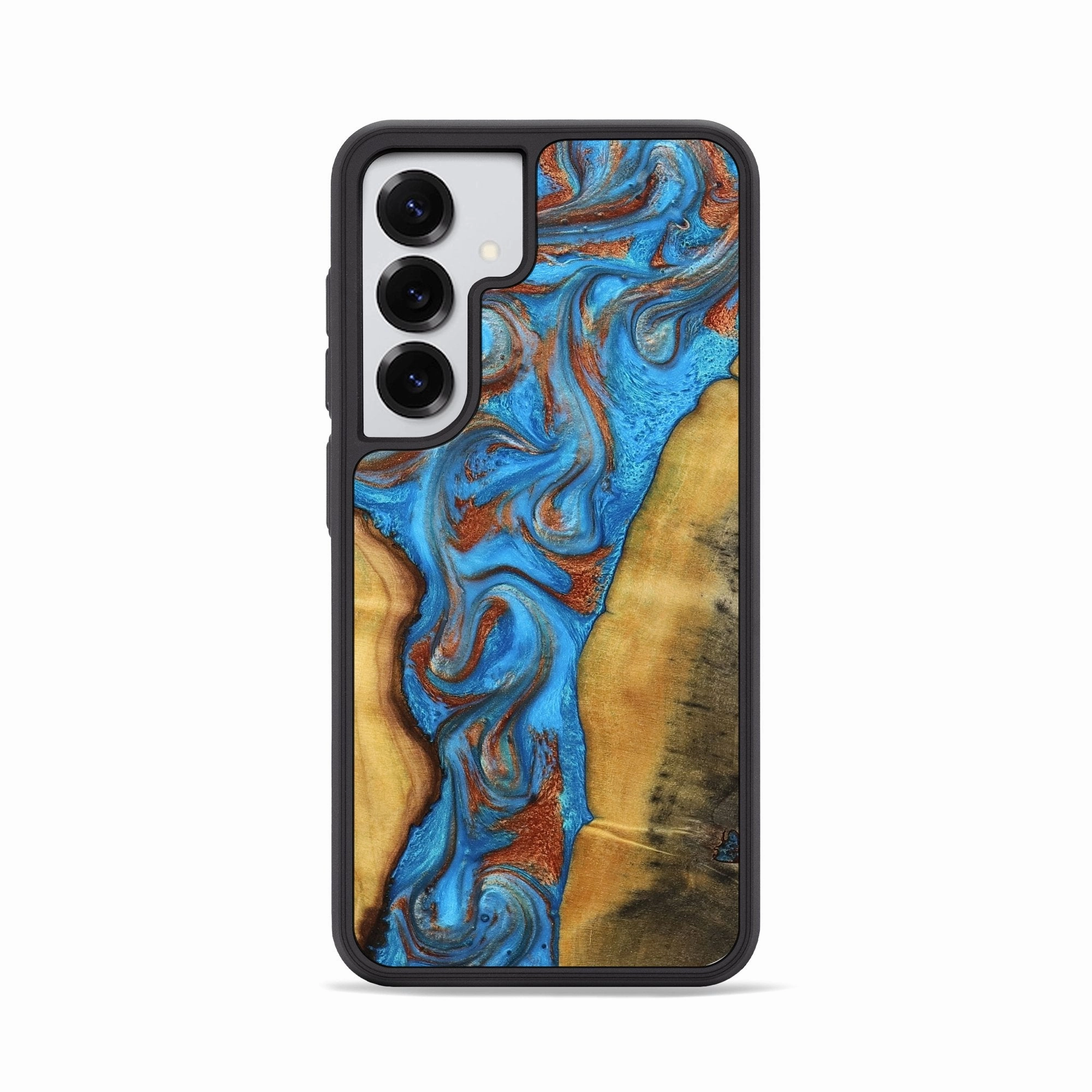 Anti Finger Smudge Film Anti Reflection Galaxy S25 Wood Phone Case - Meyer (Teal & Gold, 780728)