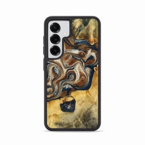 Anti Finger Smudge Film Galaxy S25 Wood Phone Case - Mike (Teal & Gold, 779560)