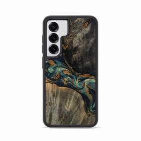 Anti Scratch Screen Galaxy S25 Wood Phone Case - Miranda (Teal & Gold, 780165)