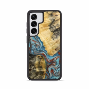 Galaxy S25 Wood Phone Case - Misty (Teal & Gold, 772146) Dustproof Cover